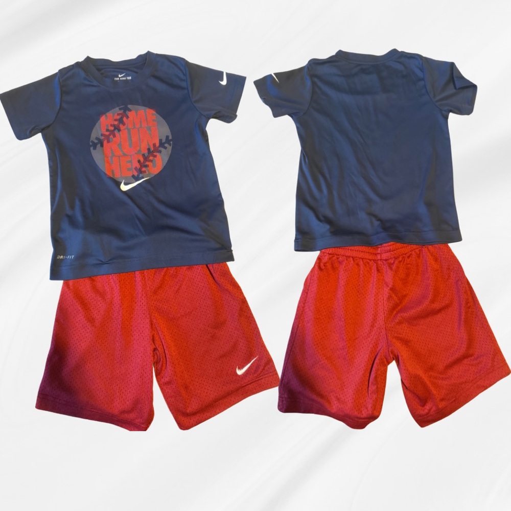 Nike Kids' Blue and Red Graphic T-Shirt and Shorts Set